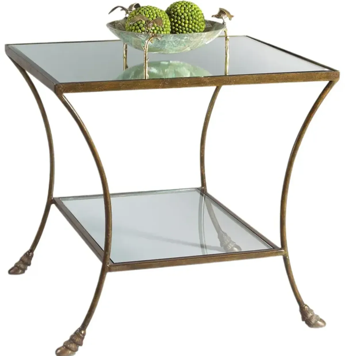 Kendal Iron & Glass End Table, Brown