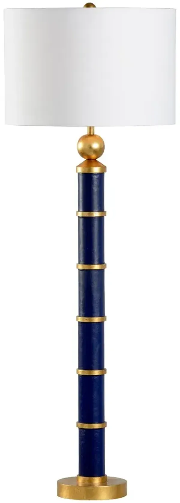 Leather Wrapped Table Lamp - Blue/Gold - Chelsea House