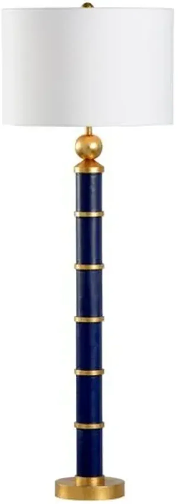 Leather Wrapped Table Lamp - Blue/Gold - Chelsea House