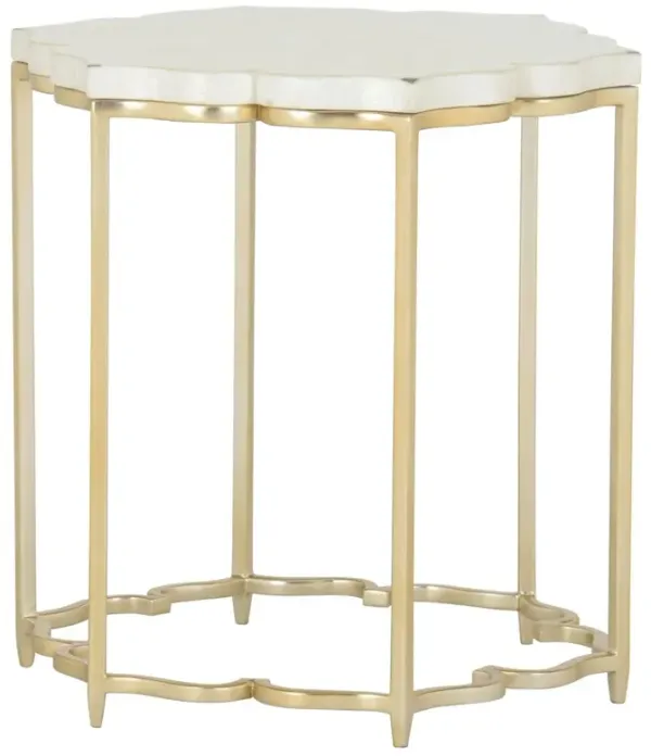 Lotus Flower Shell Side Table, Gold/White