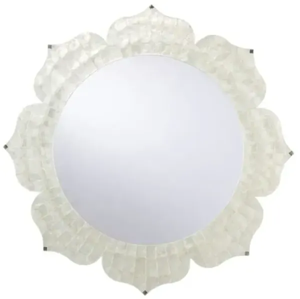 Lotus Flower Shell Wall Mirror - Cream - Chelsea House