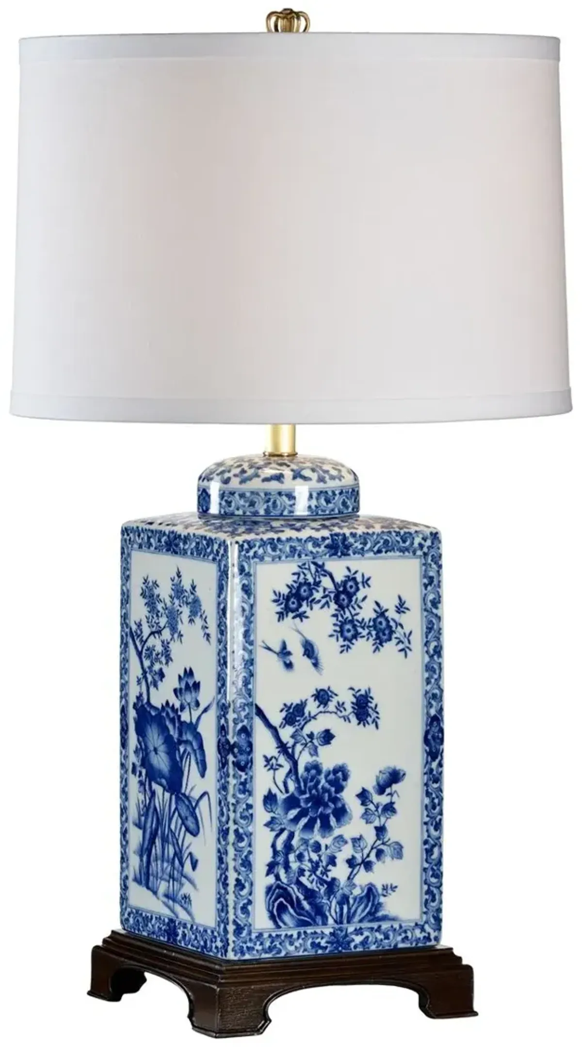Lotus Handpainted Porcelain Table Lamp - Blue/White - Chelsea House