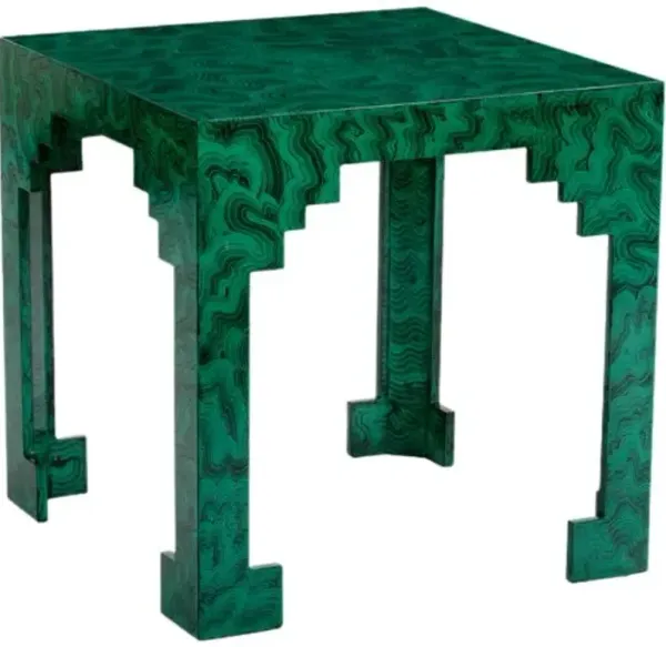 Malachite Cut Corner Side Table - Green/Black - Chelsea House