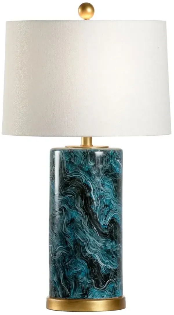 Malachite Handpainted Ceramic Table Lamp - Blue - Chelsea House