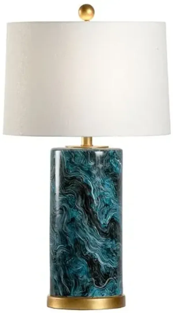 Malachite Handpainted Ceramic Table Lamp - Blue - Chelsea House