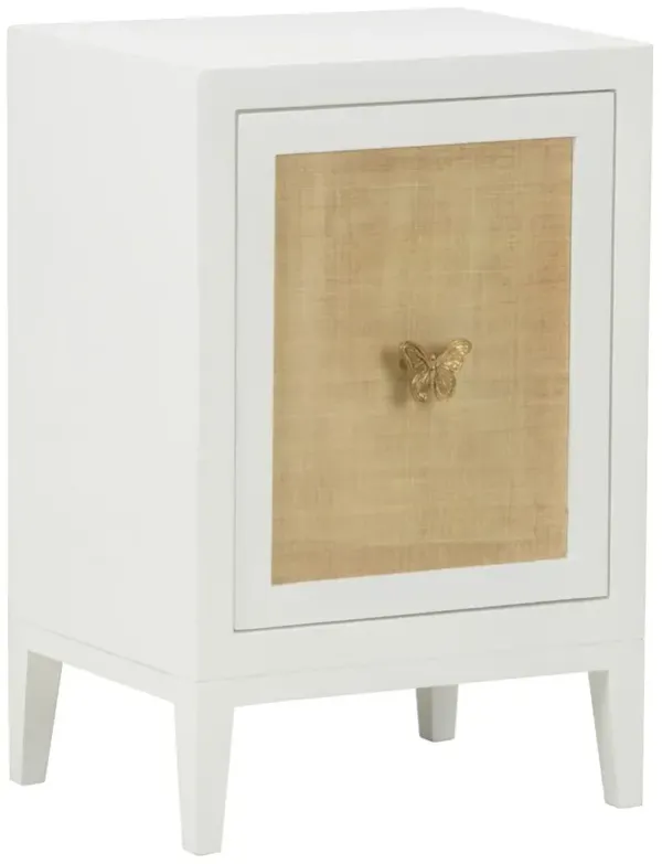 Mariposa Butterfly Raffia Side Table, White
