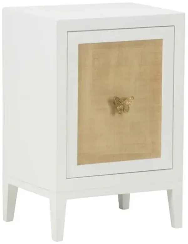 Mariposa Butterfly Raffia Side Table - White - Chelsea House