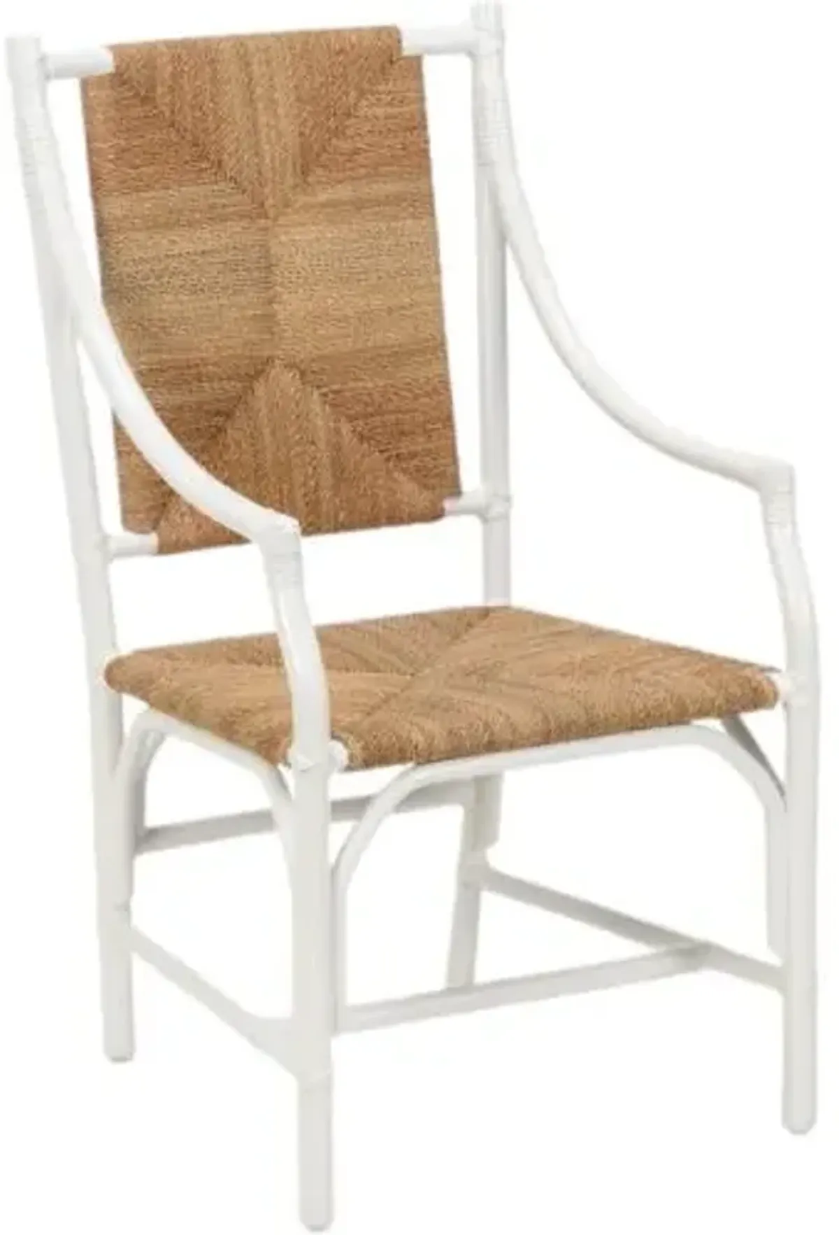 Mecklenburg Raffia Rush Arm Chair - White/Natural - Chelsea House