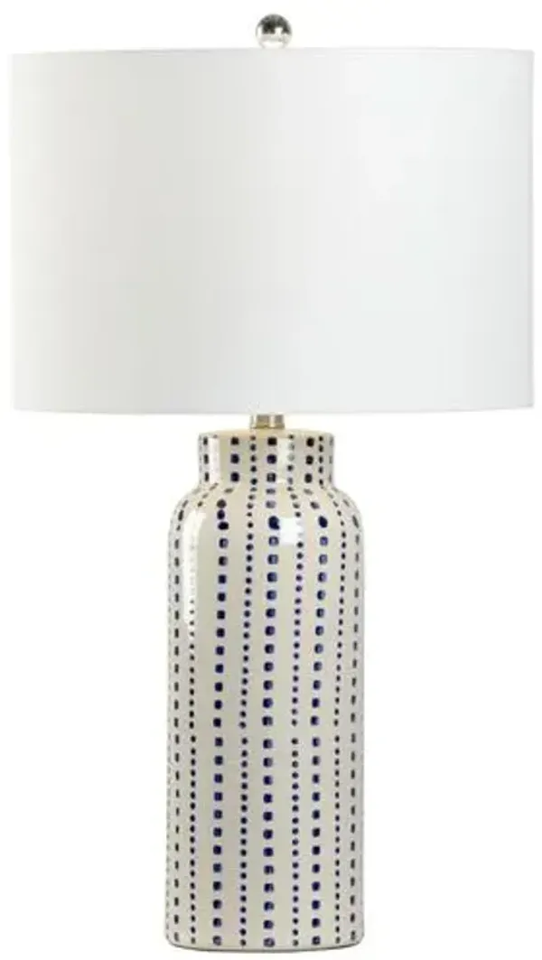 Milton Dotted Ceramic Table Lamp - Blue/White - Chelsea House