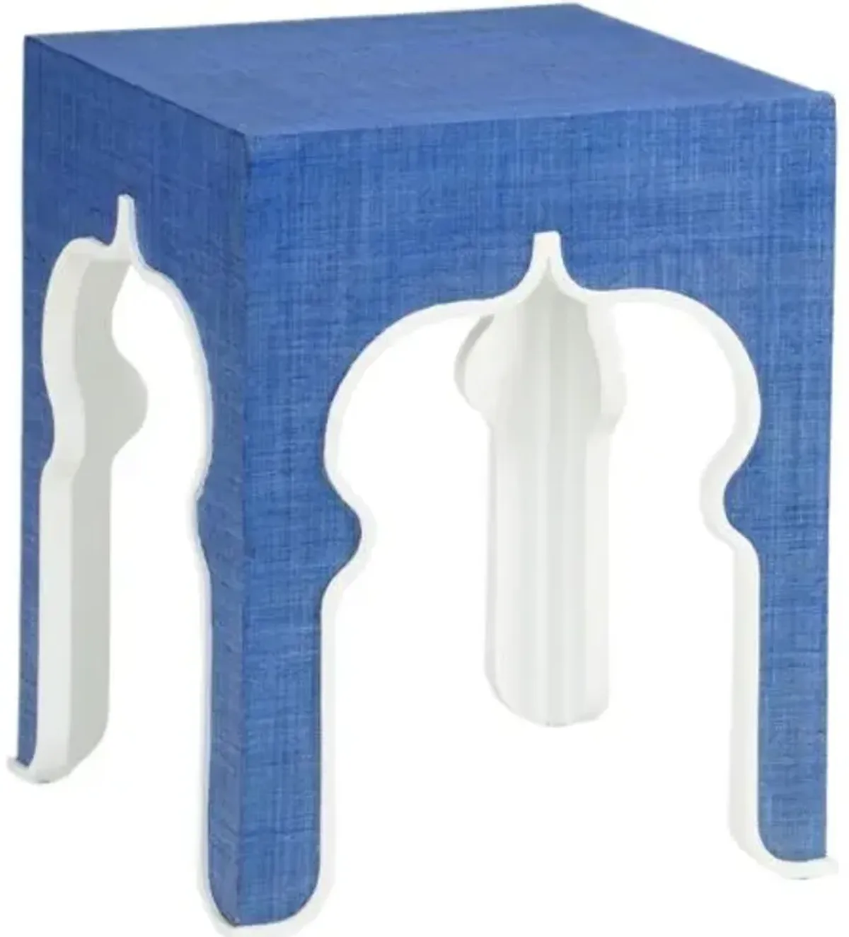 Moroccan Raffia Cutout Side Table - Blue - Chelsea House