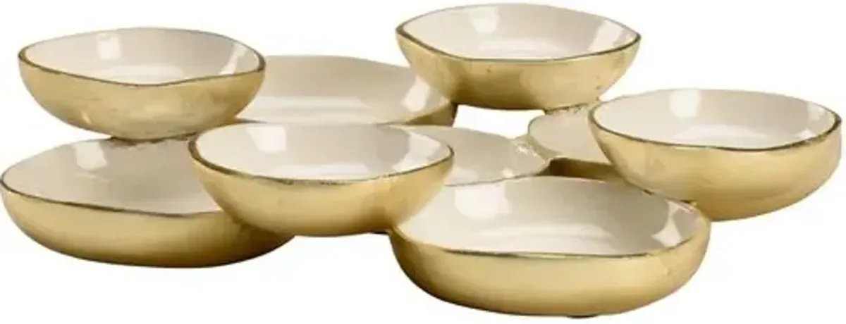 Multidimensional Aluminum Tray - Gold/White - Chelsea House