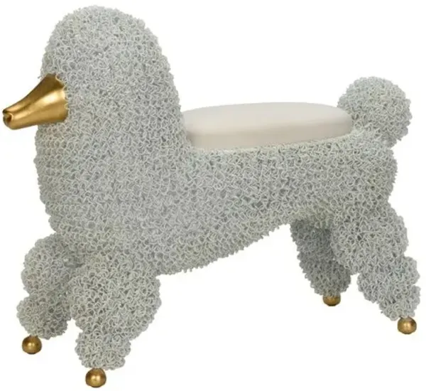 Ooh La La Poodle Stool - White/Gold - Chelsea House