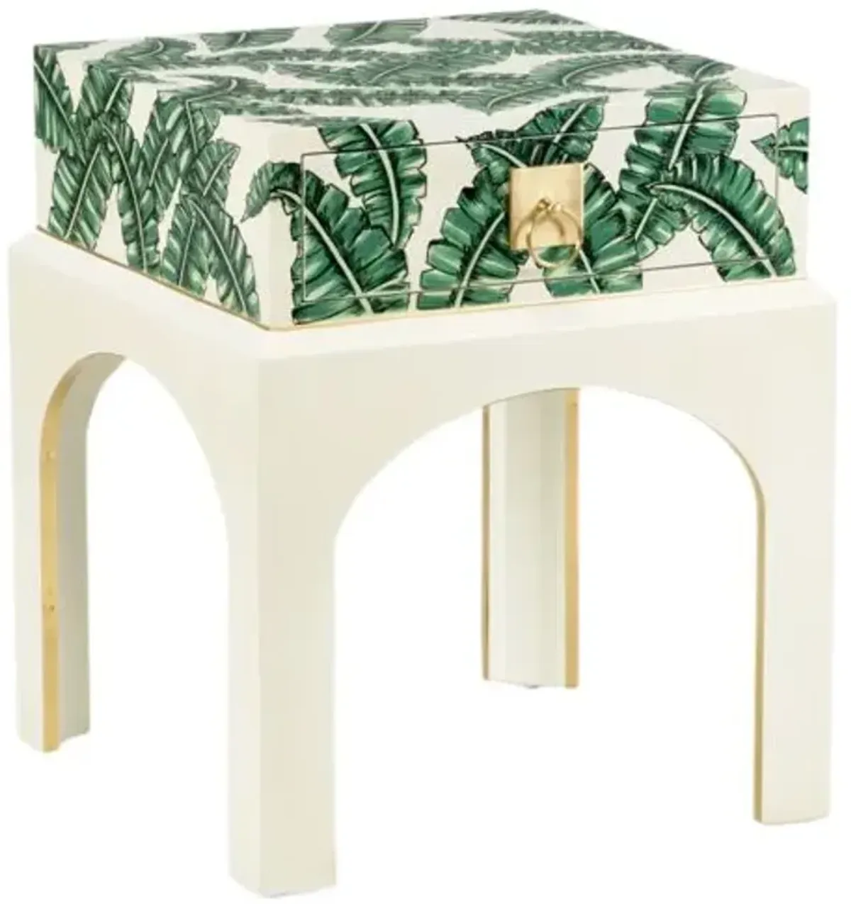 Perfect Leaf Motif Nightstand - Green/Cream - Chelsea House