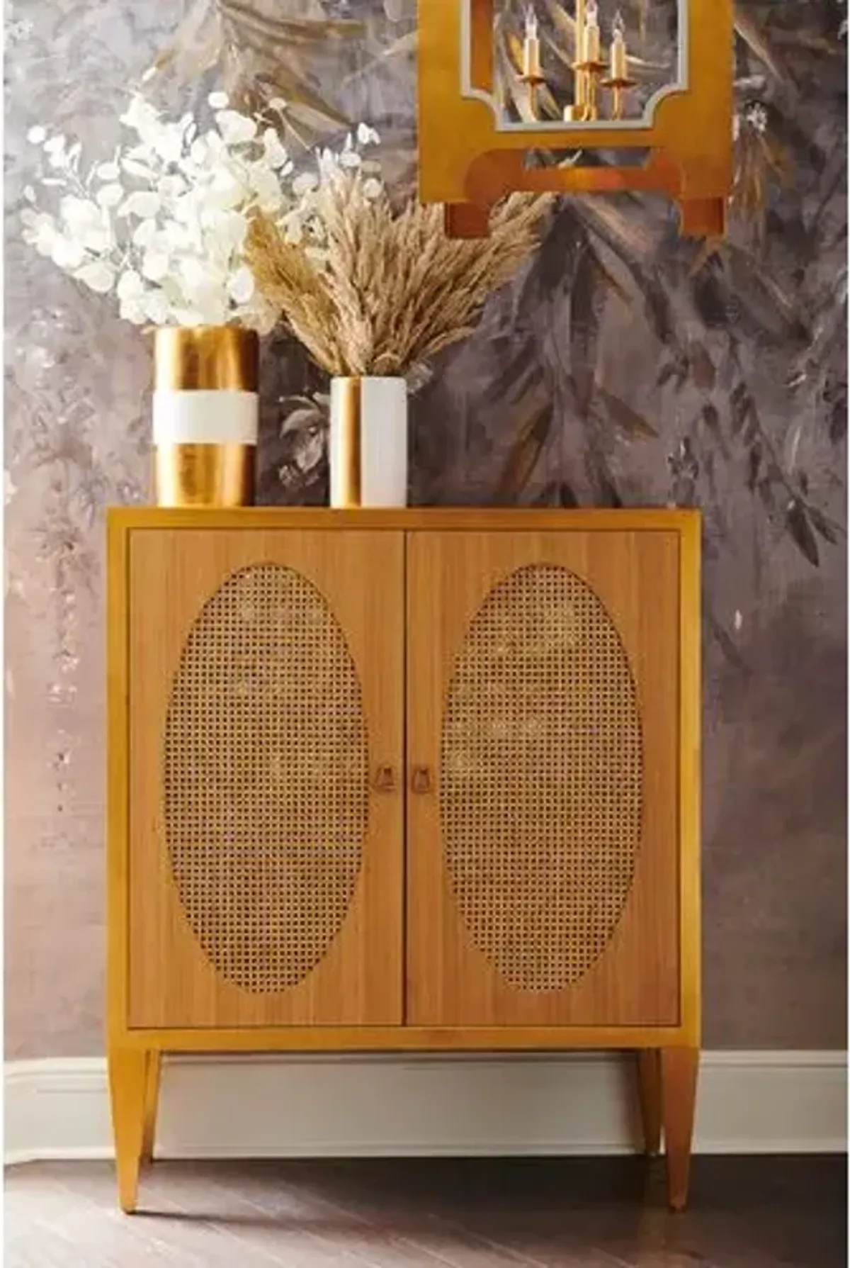 Petite Caned Bar Cabinet - Natural - Chelsea House - Brown