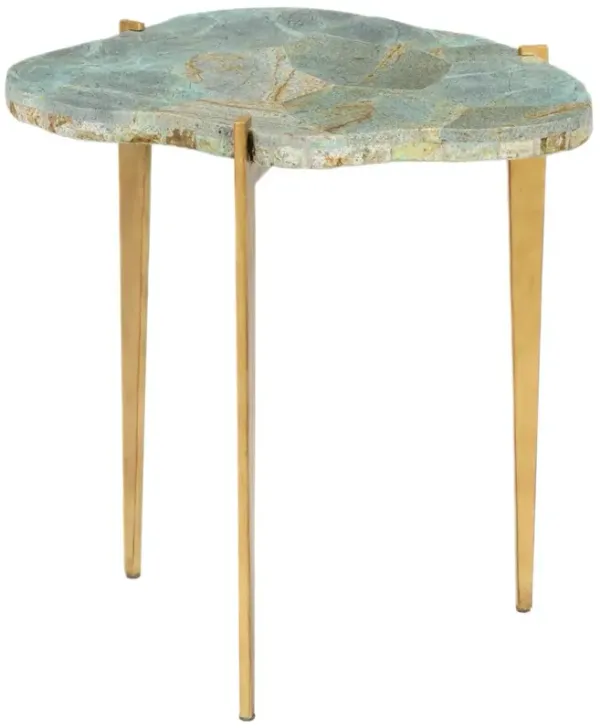 Philippine Malachite Table, Green/Gold