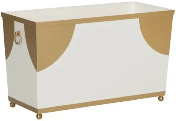 Plais Indoor/Outdoor Steel Planter - White/Gold - Chelsea House - Wide