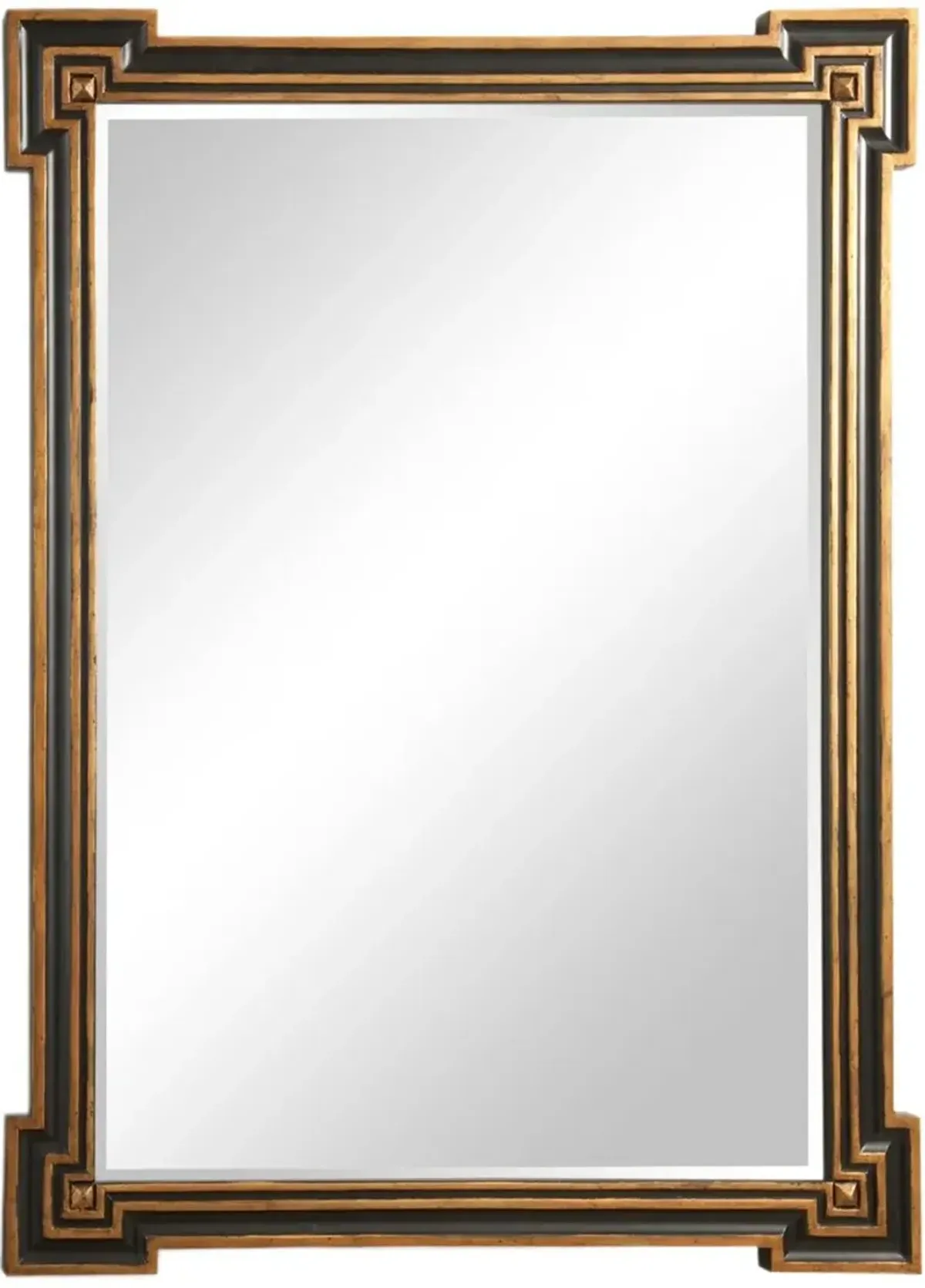 Richards Beveled Wall Mirror, Black/Gold
