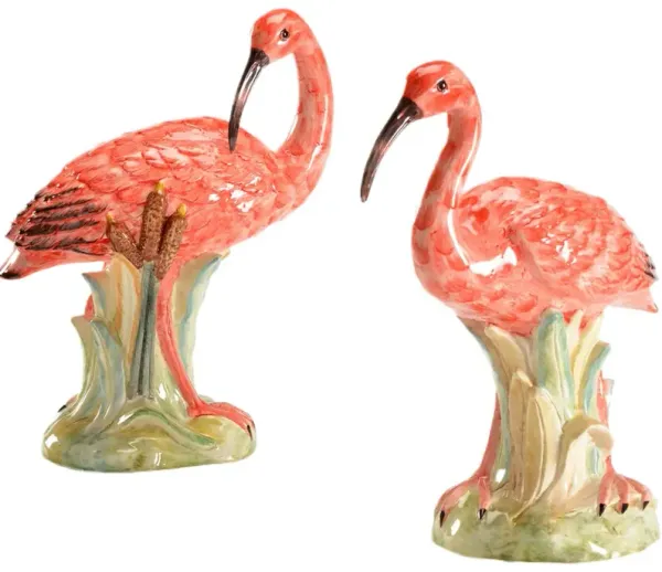 S/2 Ibis Porcelain Figurines, Red