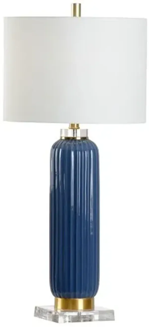 Samuel Fluted Ceramic Table Lamp - Chelsea House - Blue