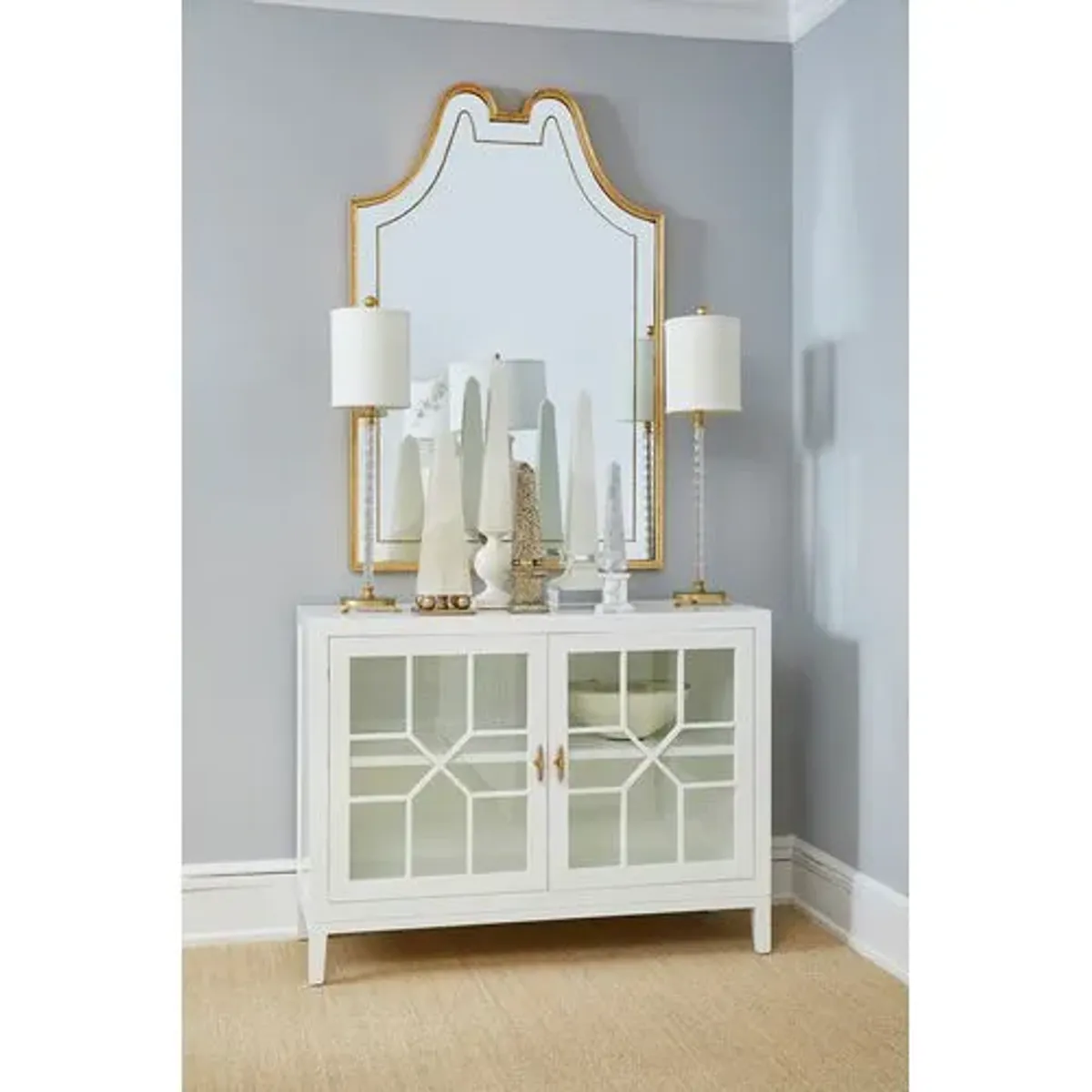 Silhouette Windowpane 2-Door Chest - White - Chelsea House