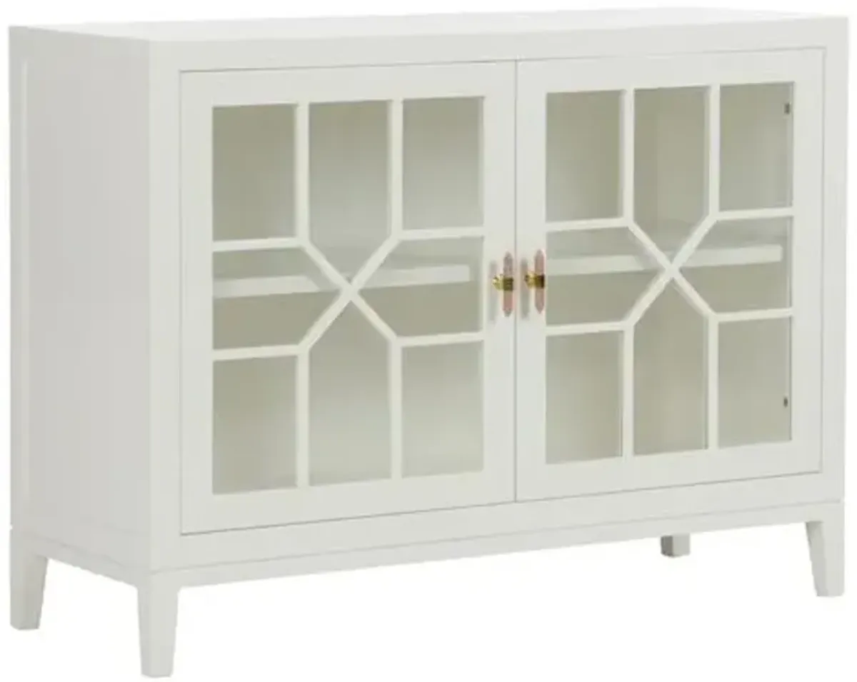 Silhouette Windowpane 2-Door Chest - White - Chelsea House