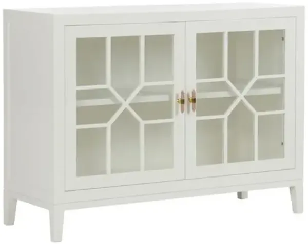 Silhouette Windowpane 2-Door Chest - White - Chelsea House