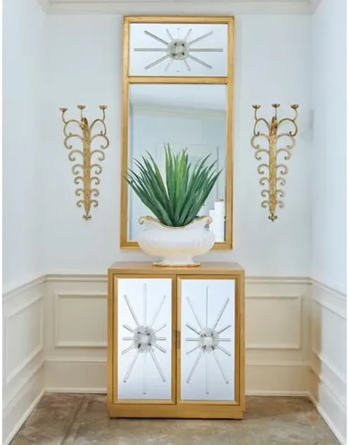 Starburst Mirrored Cabinet - Gold - Chelsea House