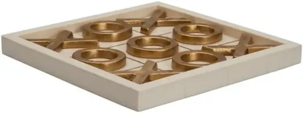 Tic Tac Toe Wood/Resin Board - White/Gold - Chelsea House
