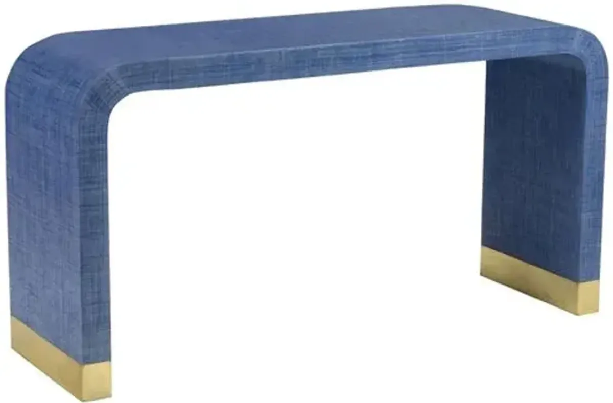 Waterfall Raffia Waterfall Console Table - Blue - Chelsea House