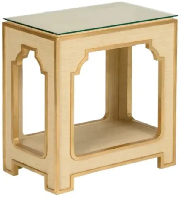 Yangon Raffia Side Table - Natural - Chelsea House - Brown