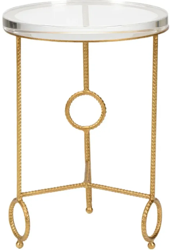Yonkers Iron & Acrylic Side Table, Gold/Clear