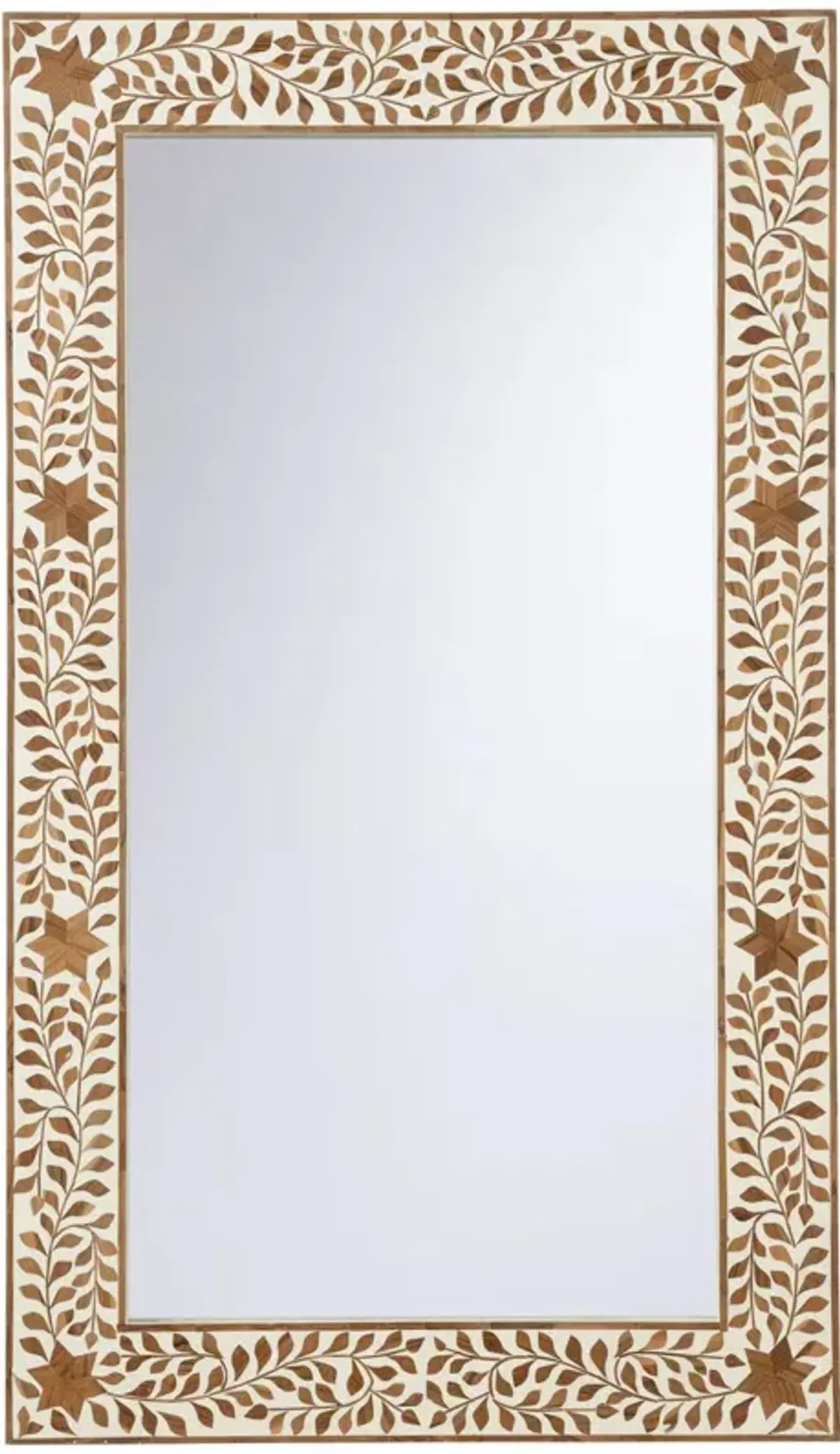 Zara Bone Inlay Floral Wall Mirror, Brown