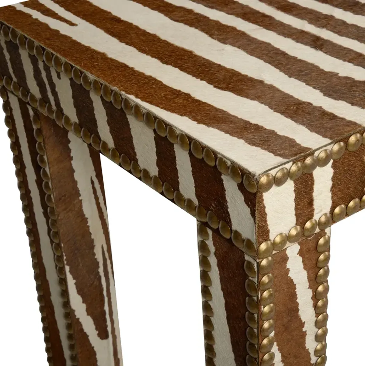 Zebra Hide Console Table, Brown