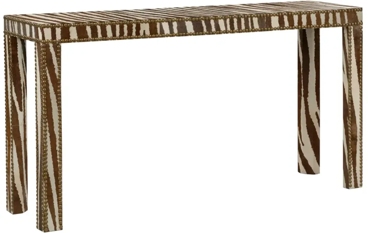 Zebra Hide Console Table, Brown
