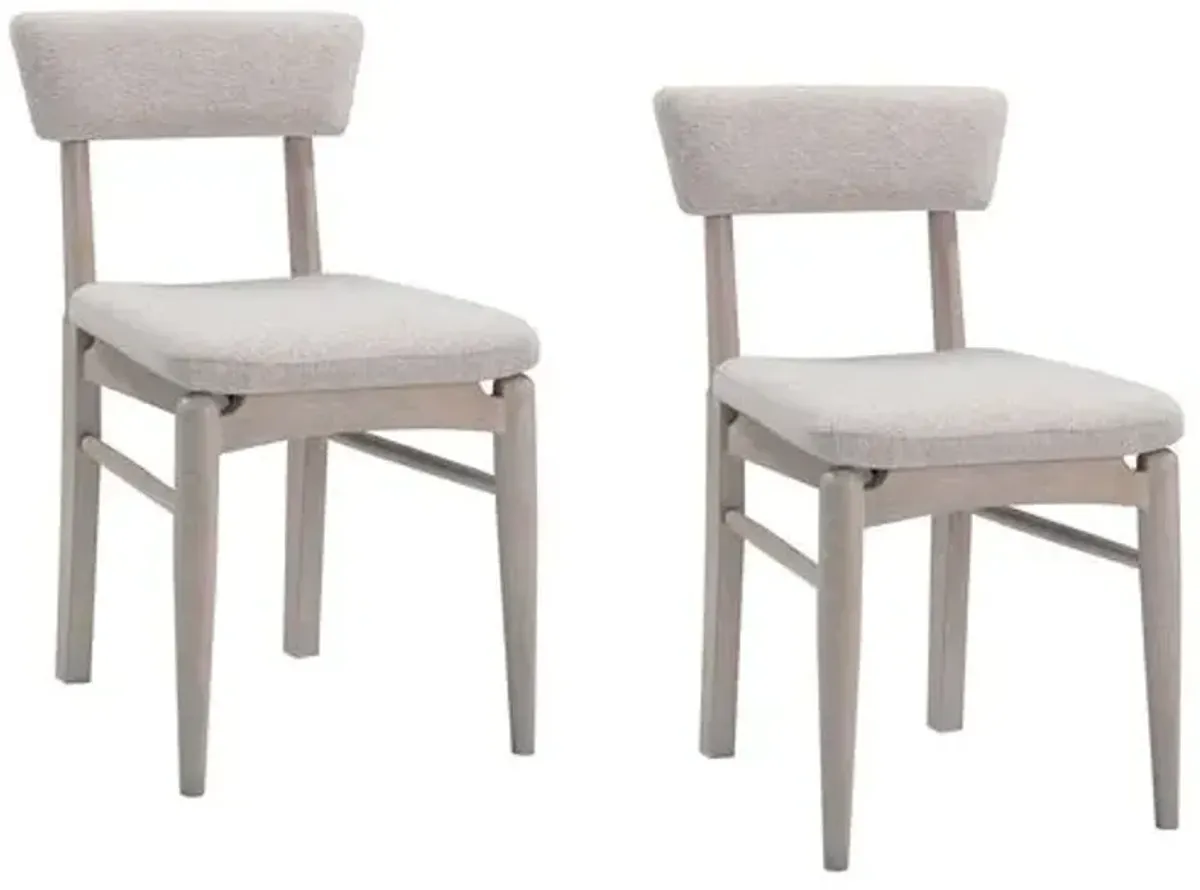 Set of 2 Jessica Boucle Dining Chairs - White Oak/Taupe