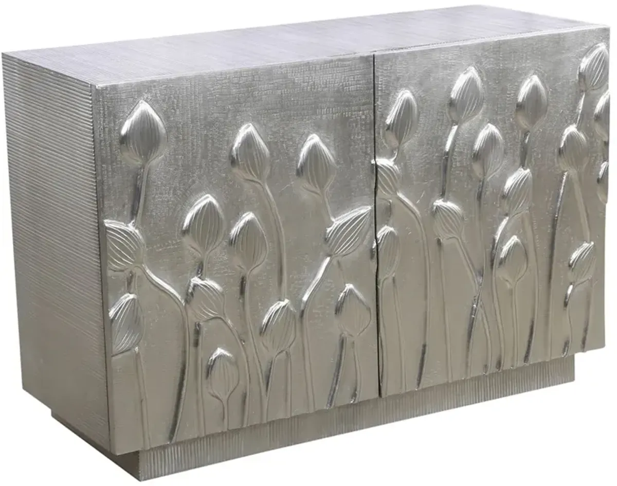 Bex Bar Cabinet, German Silver Aluminum