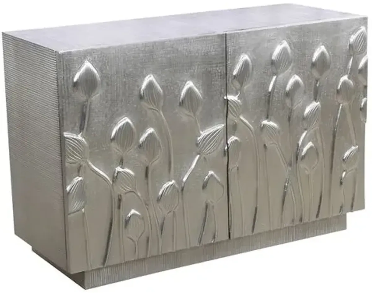 Bex Bar Cabinet - German Silver Aluminum