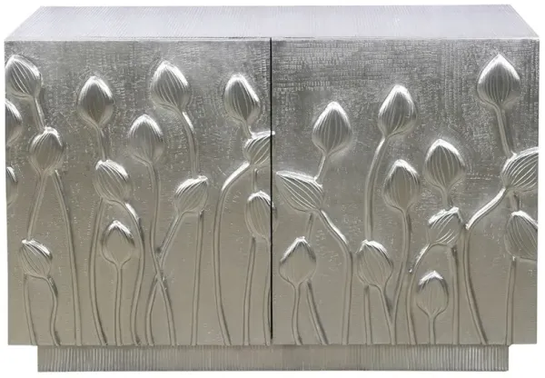 Bex Bar Cabinet, German Silver Aluminum