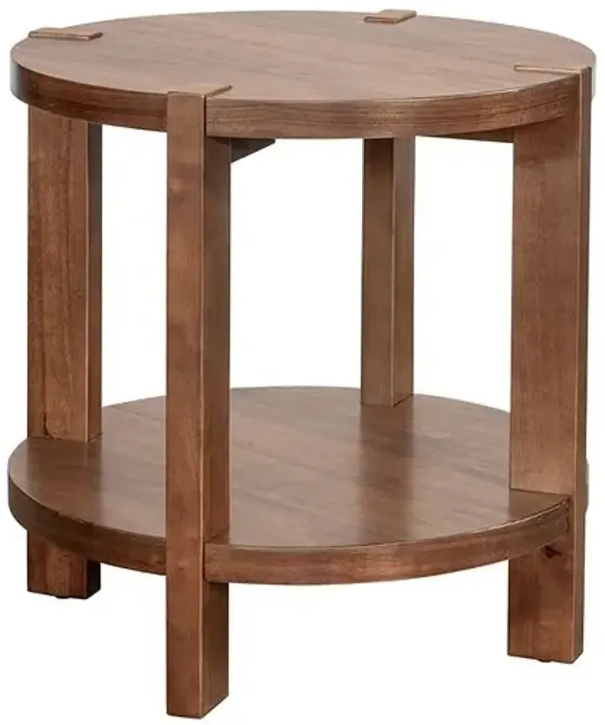 Nyomi Round End Table - Warm Walnut - Brown