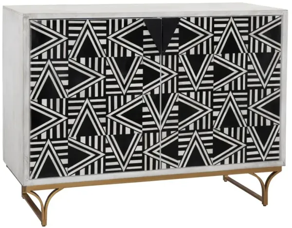 Lee Bone Inlay Bar Cabinet, Black/White/White Wash
