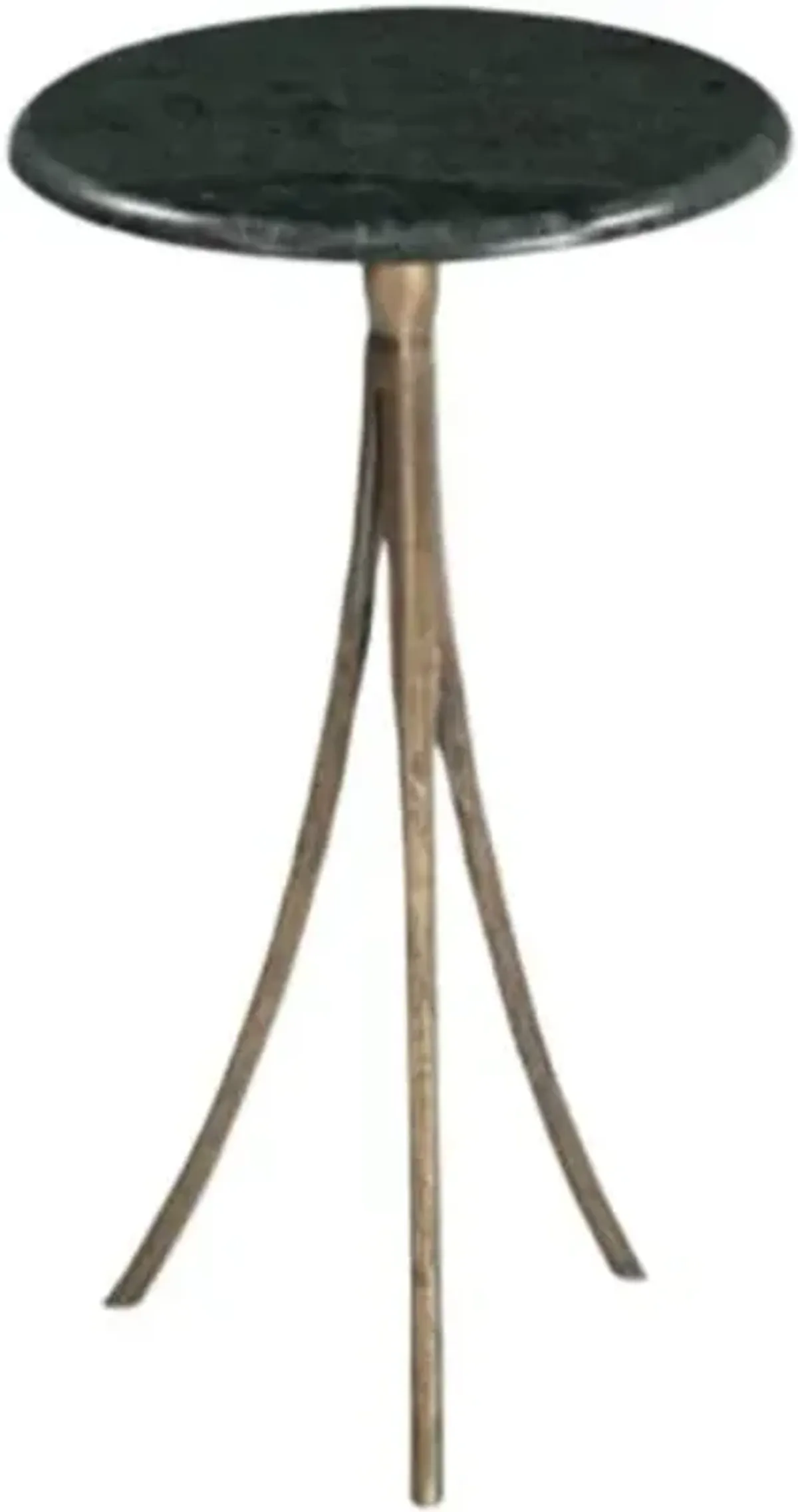 West Marble Top Accent Table - Antique Brass/Green - 23.5Hx14Wx14D in