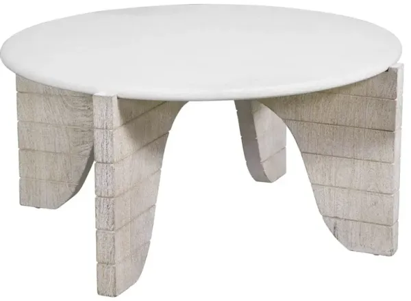 Jonathan Round Cocktail Table, White Wash
