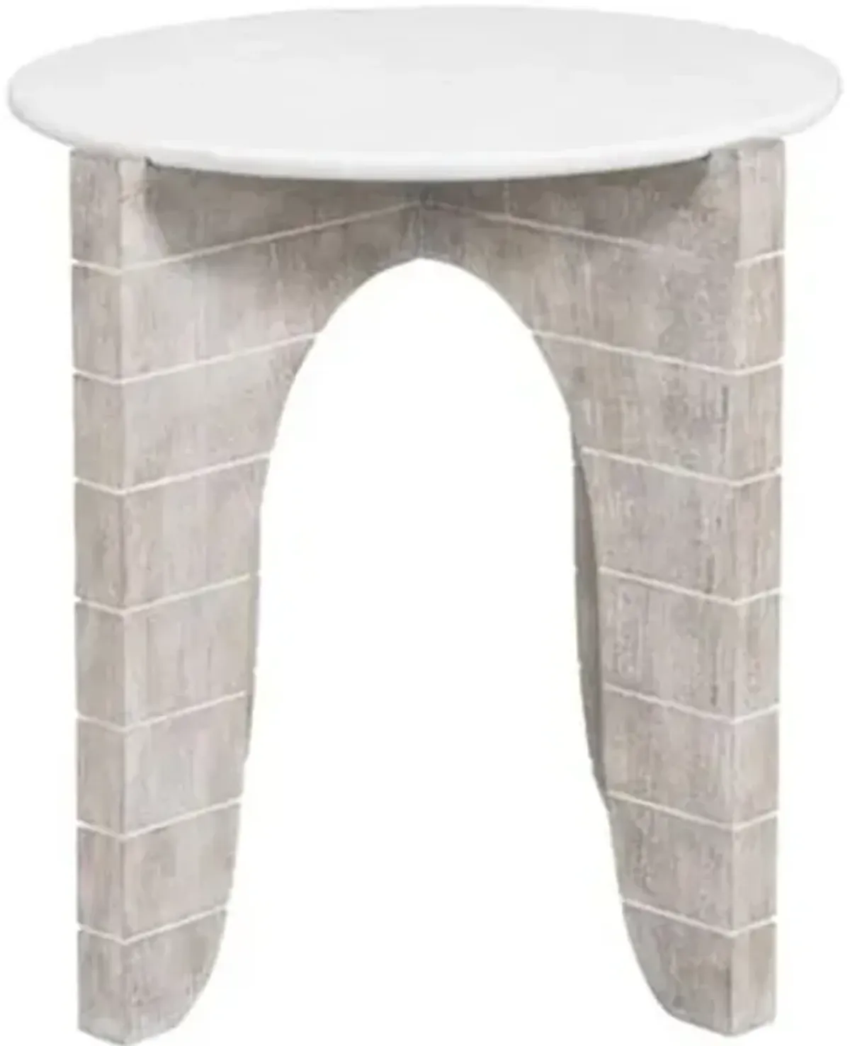 Jonathan Round End Table - White Wash