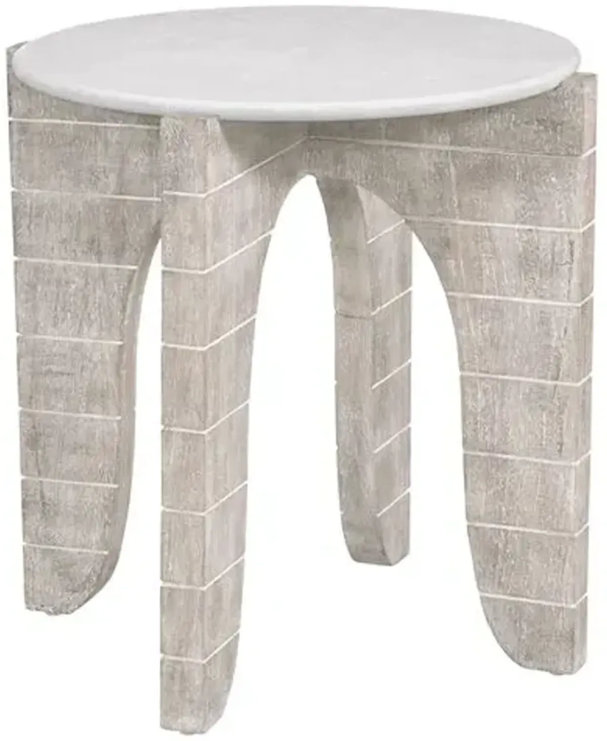 Jonathan Round End Table - White Wash