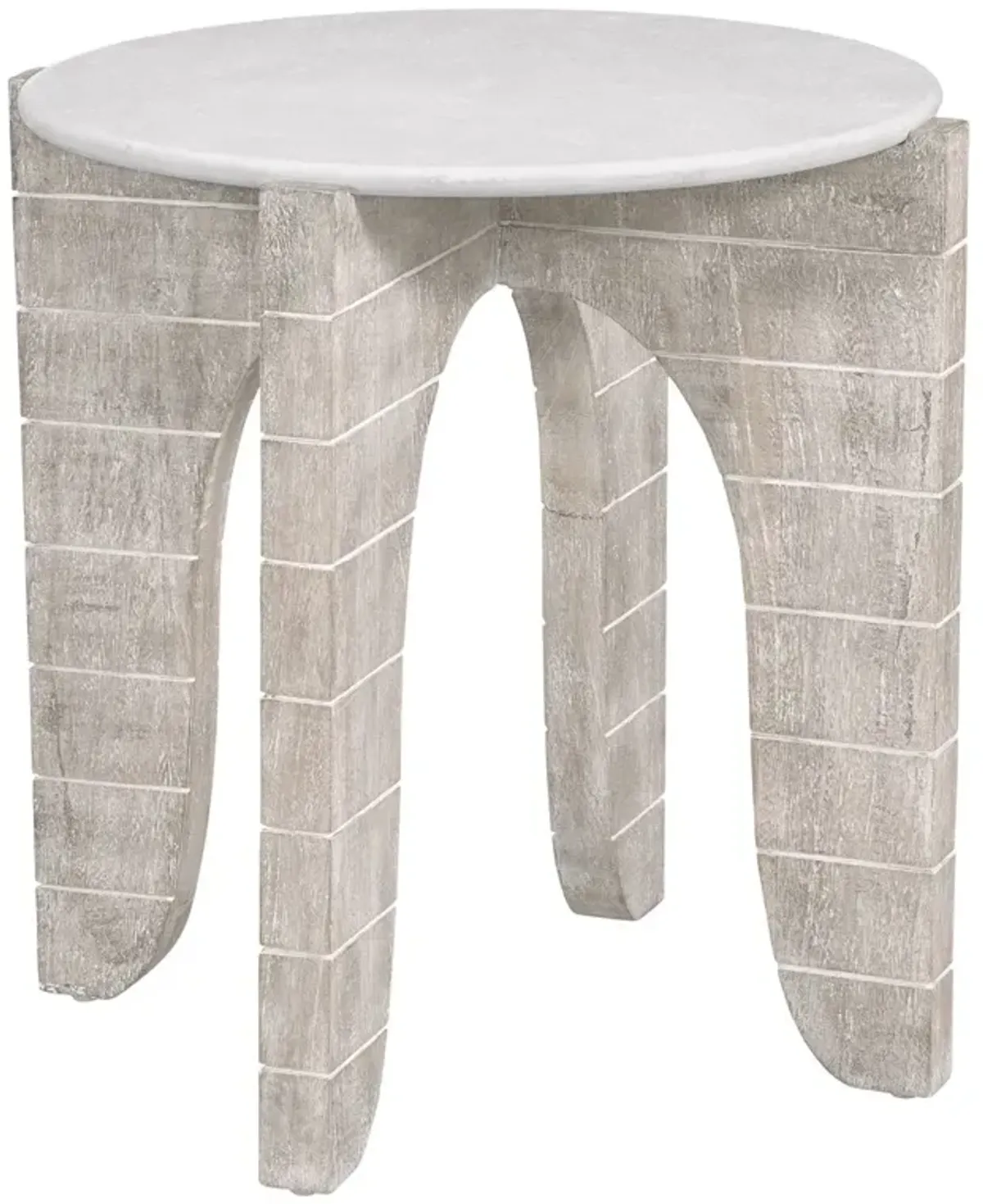 Jonathan Round End Table, White Wash