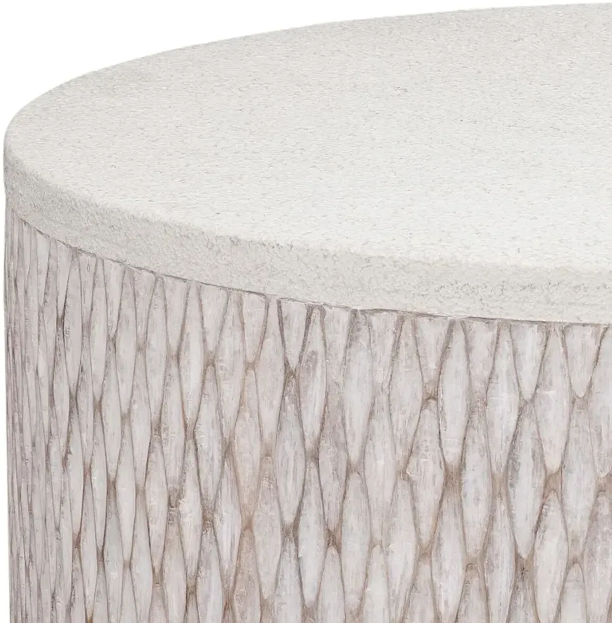 Raymond Round Cocktail Table, White Wash