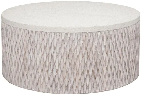 Raymond Round Cocktail Table, White Wash