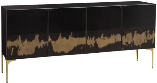 Lucy Iron Sideboard - Black/Brushed Gold - Brown