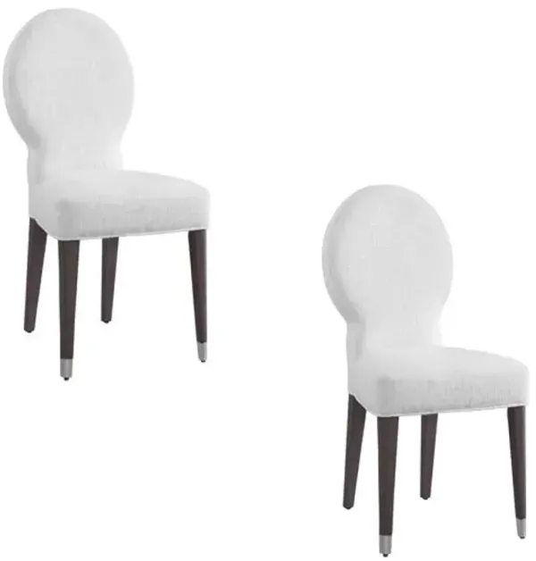 Set of 2 Catherine Linen Dining Chairs - Porcelain - White