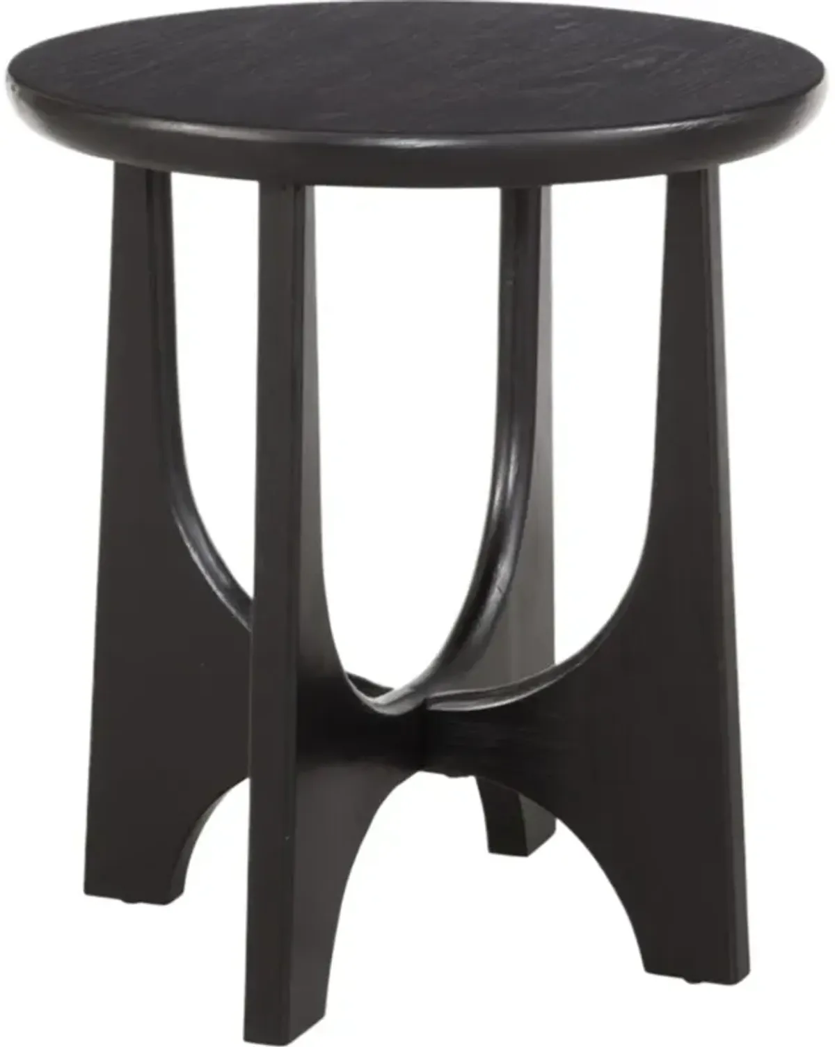 Andrea Round End Table, Black Matte Stain